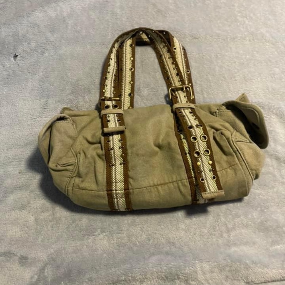 Cream Slouchy Shoulder Bag with Metallic Straps